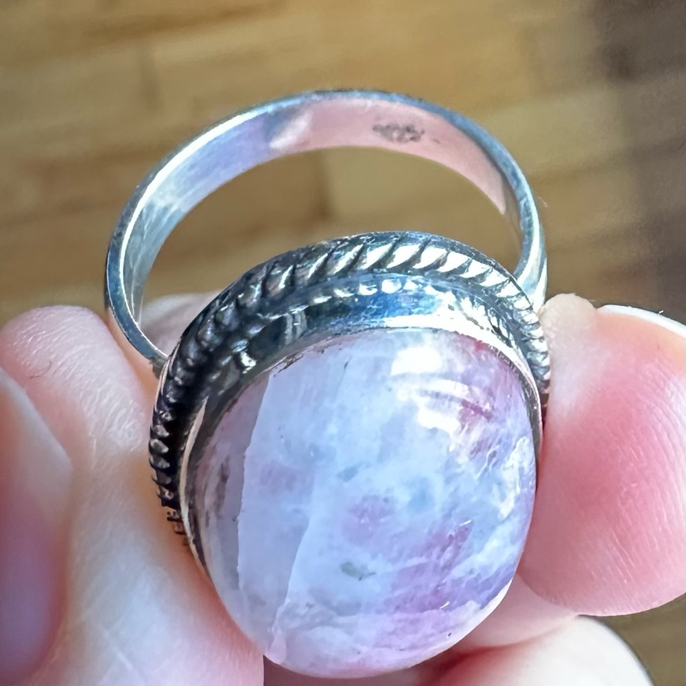 Elegant Silver and Pink MoonStone Ring - Picture 6 of 8